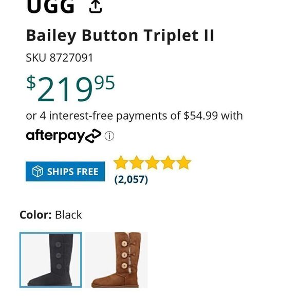Ugg 1873 black sheepskin bailey button triplet boots /classic tall wool/sherpa - Picture 11 of 11